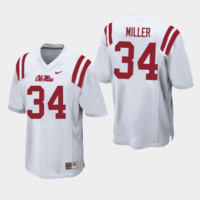 Men #34 Zavier Miller Ole Miss Rebels College Football Jerseys Sale-White